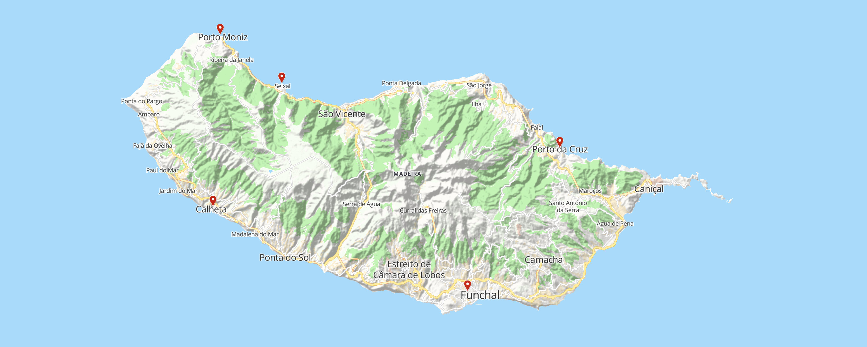 Karte unserer Madeira Reise