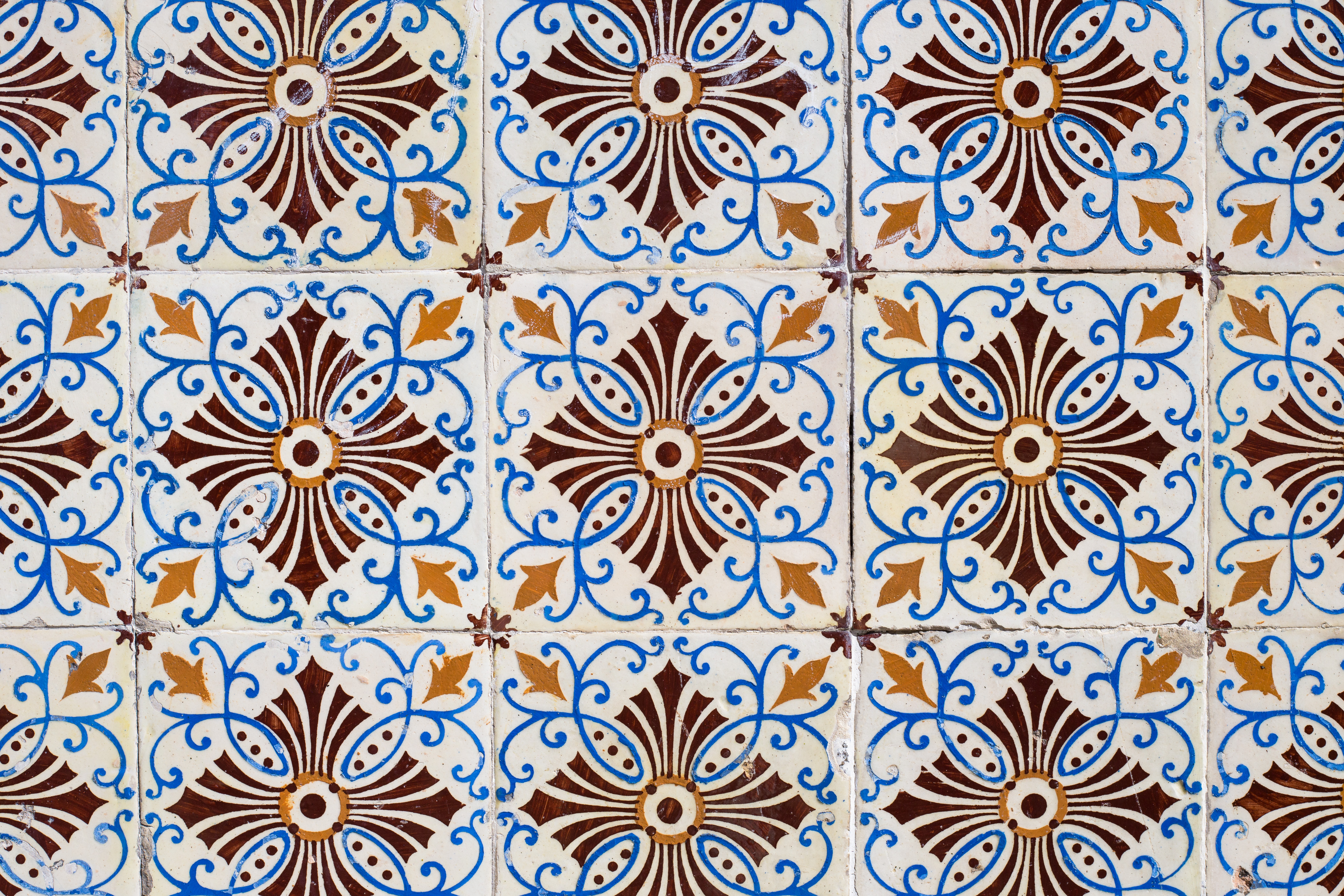 gelb braun blaue Azulejos