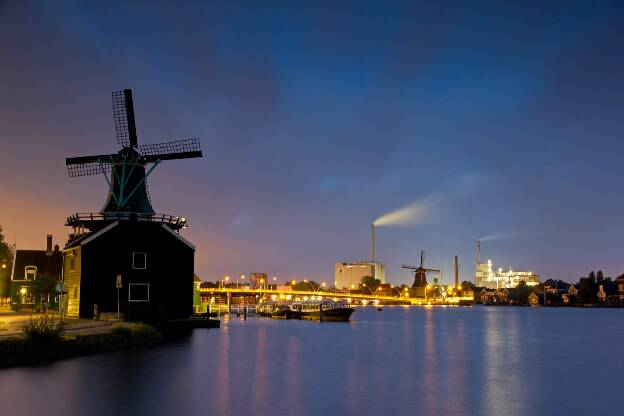 Windmill at night