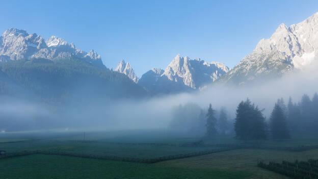 nebelige Morgenstimmung im Fischleintal